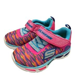 Skechers Girl's Toddler Vibrant Multicolor Light up Sneakers Size 5